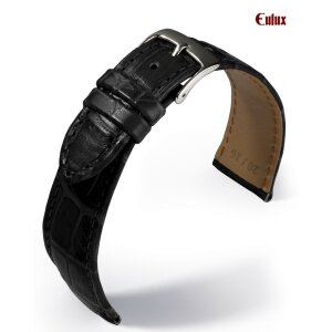 Eulux echt Alligator Ersatz-Uhrenband für Cartier Alligator-Classic-DS schwarz 18/16 mm