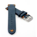 Rindleder Uhrenarmband Modell Beluga-Gino blau-orange 22 mm