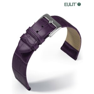 Feines Eulit Alligator Uhrenarmband Modell Rainbow aubergine-lila 18 mm ohne Naht