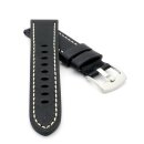 Soft-Sattelleder Uhrenarmband Modell Texano schwarz 22 mm