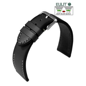 EULIT Easy-Klick Uhrenarmband Retro-Look Modell Woodstock schwarz 18 mm
