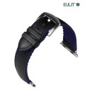 Eulit Hybrid Silikon-Leder Uhrenenband Modell Eutec-Waterproof-App schwarz-blau 20 mm