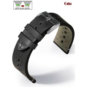 Eulux Easy-Klick Soft-Pferdeleder Uhrarmband Modell Cavallo schwarz 20 mm