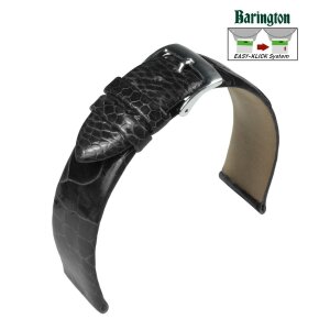 Barington Easy-Klick echt Straussbein Uhrenarmband schwarz 17 mm, Handarbeit