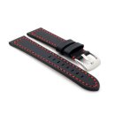 Easy-Klick Kalbsleder Flieger Uhrenarmband Modell Belgrad schwarz-rot 24 mm