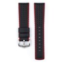 Hirsch Hybrid Silikon-Leder Uhrenarmband Modell Robby schwarz-rot 20 mm