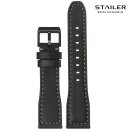 Stailer Easy-Klick Rindleder Uhrenarmband Modell Aviator-New schwarz-grau 21/18 mm