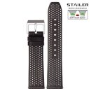 Stailer Easy-Klick echt Horween-Leder Uhrenarmband Modell Flex-Perfo schwarz 20 mm