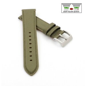 Easy-Klick Canvas-Nylon Textil Uhrenarmband Modell Havart oliv-grün 22 mm