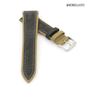Morellato Veloursleder-Canvas Uhrenarmband Modell Vecellio grau-beige 22 mm