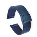 Edelstahl Milanaise-Mesh Uhrenarmband Modell Ulm blau 22 mm