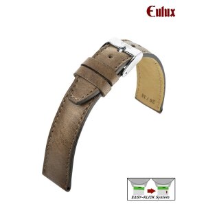 Eulux Easy-Klick Soft-Pferdeleder Uhrarmband Modell Cavallo-Sport taupe 22/18 mm Handarbeit