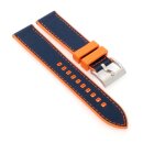 Premium Easy-Klick Fluorkautschuk-Nylon Uhrenarmband Modell Roadster blau-orange 20 mm