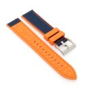 Premium Easy-Klick Fluorkautschuk-Nylon Uhrenarmband Modell Roadster blau-orange 20 mm