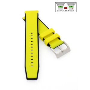 Easy-Klick Premium Silikon Uhrenarmband Modell Almerico gelb-schwarz 20 mm