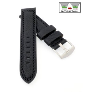 Easy-Klick Leder Uhrenarmband Modell Canyon wasserfest schwarz 20 mm