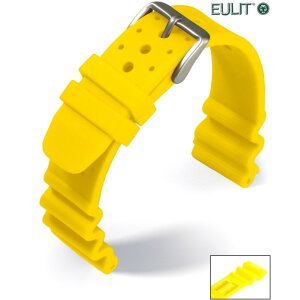 Eulit Silikon Diver Uhrenarmband gelb 20 mm mit Tauchtabelle