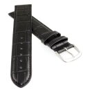Feines Alligator Leder Uhrenarmband Lausanne-XL extralang schwarz 14 mm