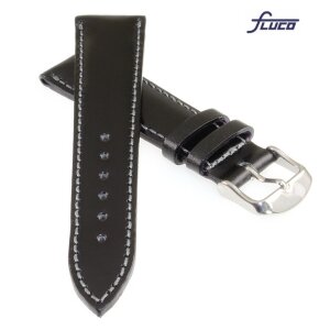 Fluco Uhrenband englisches Bridle Leder Modell London schwarz 18 mm Handarbeit