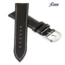 Fluco Uhrenband englisches Bridle Leder Modell London schwarz 20 mm Handarbeit