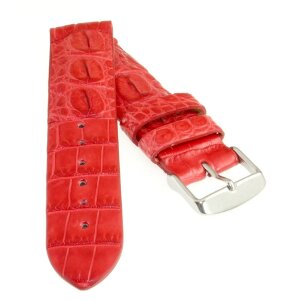 Echt Alligator Uhrenarmband Modell Luxery rot 18 mm, markante Struktur