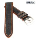 Herzog Kalbsleder Uhrarmband Modell Slackline schwarz-orange 18 mm