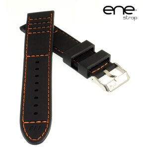 Premium ene strap Silikon Uhrenarmband Modell 113 schwarz-orange 24 mm
