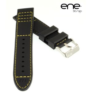 Premium ene strap Silikon Uhrenarmband Modell 113 schwarz-gelb 24 mm