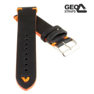 GEO-Straps Uhrenarmband Horween Rindleder Modell Beluga Pro ON schwarz 22 mm Handarbeit