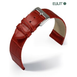 Feines Eulit Alligator Uhrenarmband Modell Rainbow rot 18 mm ohne Naht