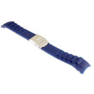 Silikon Rundanstoß Uhrenarmband Modell Round-FS blau 20 mm, Faltschließe