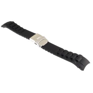 Silikon Rundanstoß Uhrenarmband Modell Round-FS schwarz 22 mm, Faltschließe