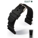 Eulit Silikon Diver Uhrenarmband schwarz 24 mm mit...