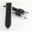 Hybrid Silikon-Leder Uhrenarmband Modell Hyper-Kroko schwarz-weiß 24 mm